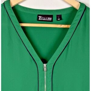 7th Avenue Design Studio Short Sleeve‎ V Neck Zipper Detail Kelly Green Womens L